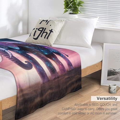 Manta cálida de forro polar para cama y sofá con imágenes 3D de elefante suave 7