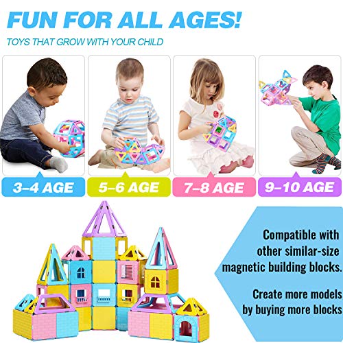 HOMOFY 42pc Castle Magnetic Blocks Learning & Development Magnetic Tiles Blocks 3D STEM Educational Kids Toys for 2 3 4 5 6 Years Old Boys Girls Toddlers Gifts - Thumbnail 3