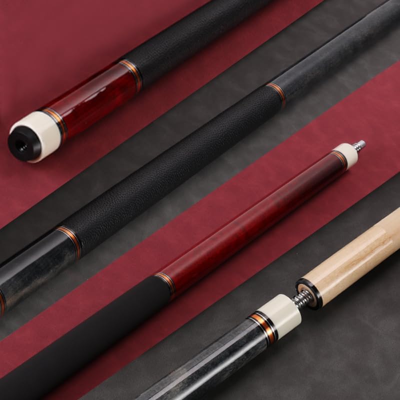 Pool Cue Stick Genuine Leather Cowhide Grip 58" 19 20oz 2 Piece with 12.5mm Tip,Canadian Maple Pro Billiard Cue,for Adults/Beginner/Pro Player.