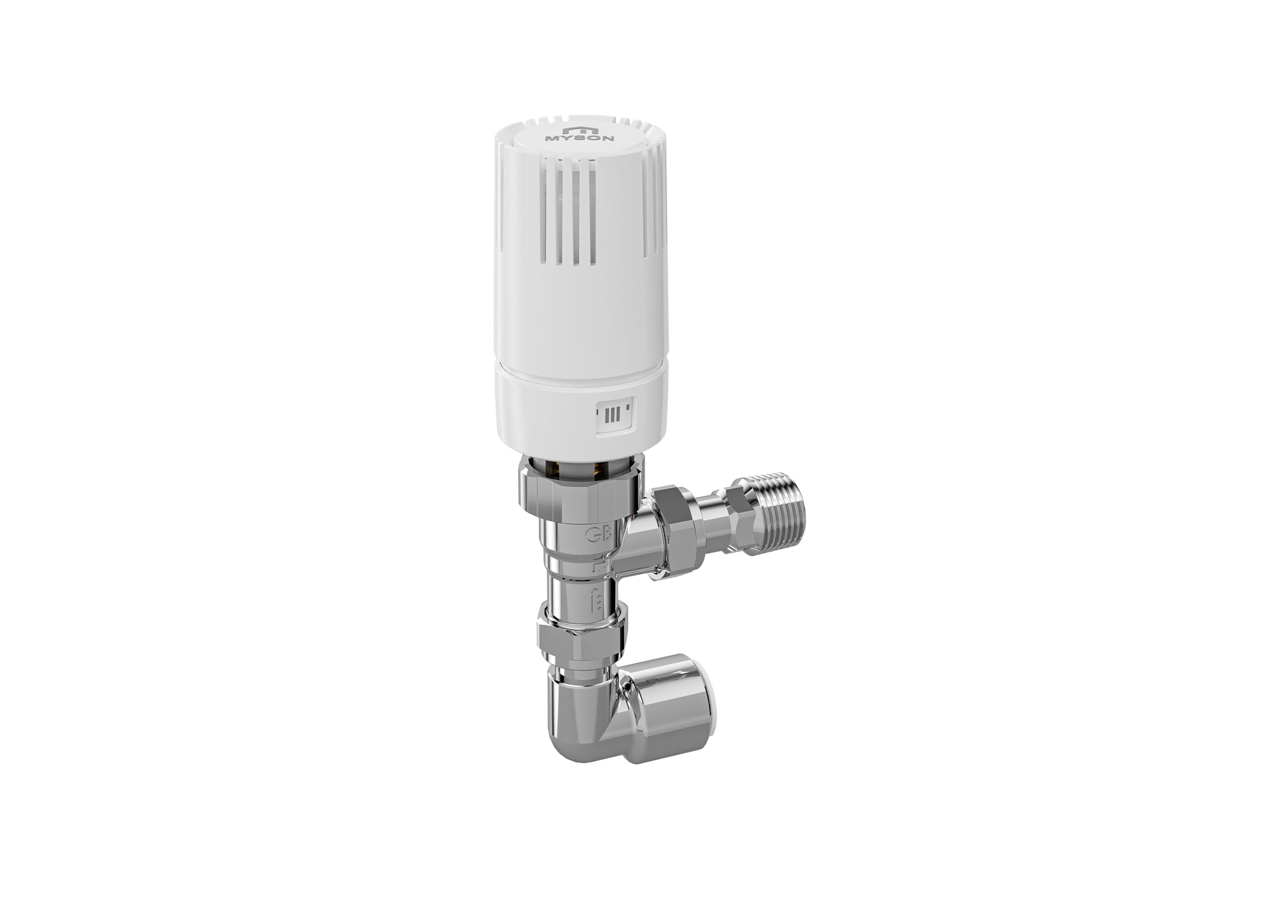 MYSON TRV2 Radiator Valve 10mm Angled Chrome Pushfit 90 Degree Elbow