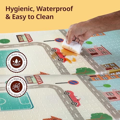 Image of LuvLap Cityscape Double Sided Water Proof Baby Floor Mat, Multicolor, Reversible Floor mats for Kids, Baby mats for Floor, Crawling Baby, Extra Large Size, 6'5 inch x 4'10 inch (195.5cmx147cm), 0.8cm Thick