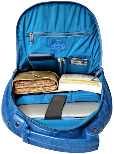 Image of RUSTIC TOWN Leather Laptop Backpack for Women - Washed Leather Multipurpose Handbag, School College Bookbag Camping Daypack Fashion Shoulder Travel Bag