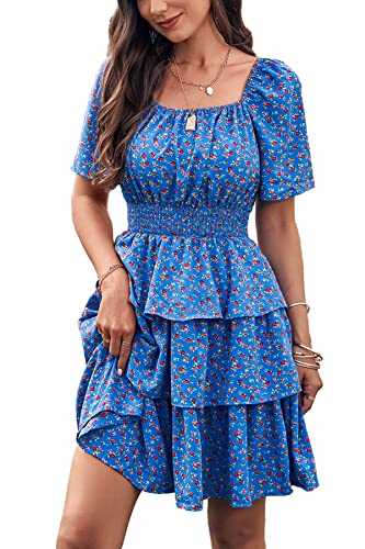 Image of PRETTYGARDEN Women's Summer Floral Ruffle Short Dress