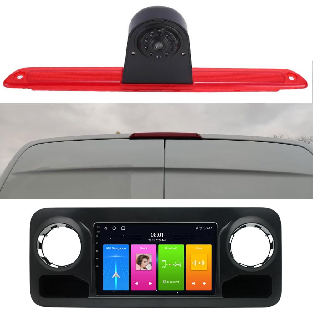10 Zoll GPS Navi Navigationsgerät für Auto, LKW PKW,Carplay & Android Auto Tragbares Autoradio+Bremslicht Rückfahrkamera Ersatz für Mercedes-Benz Sprinter 3,5-T Bus Kasten B907 B910