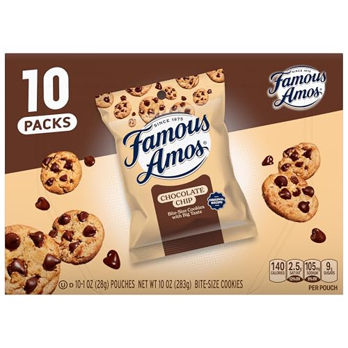 Famous Amos Classic Chocolate Chip Cookies, Bite-size cookies, Sweet Treats, 10 Pack Box, 10oz