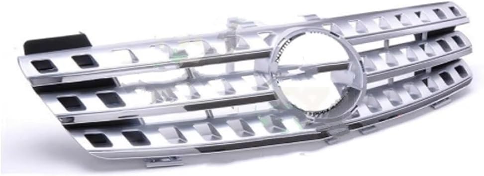 Grilles Car Front Bumper Grille Upper Racing Grill For Benz For ML-Class For W164 ML320 ML350 ML550 2005-2008(With Emblem) Front Sport Grill(Silver)