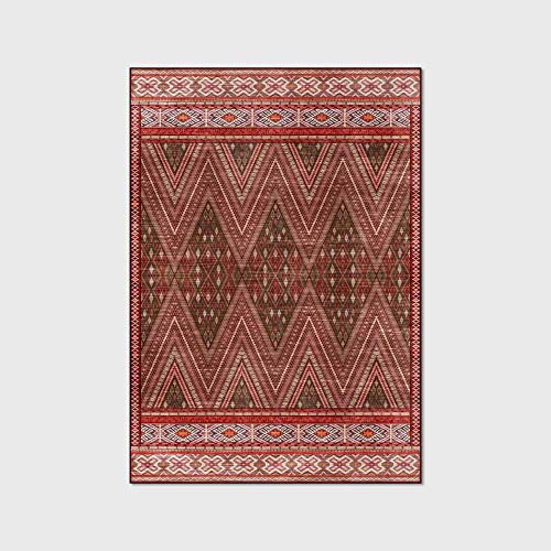 Tapis lavable antidérapant salon chambre rouge rétro - 3