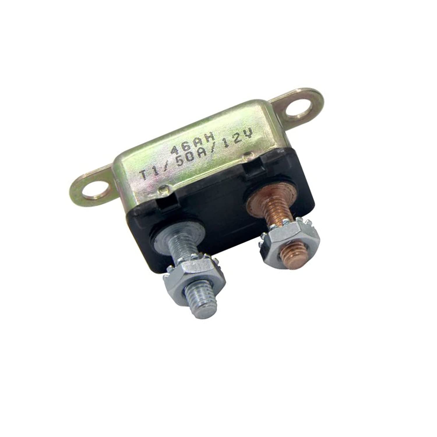Bumbesti 12V Universal Automatic Reset Stud Type Circuit Breaker 50A, Lengthwise Bracket 1Pack (50A)