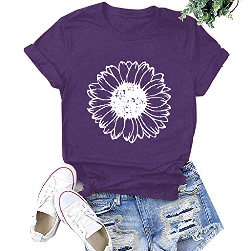 Cute Shirts for Girls 10-12 Years Old Sunflower T Shirt Cute Flower Graphic Loose Tees Crew Neck Short Sleeve Casual Tops2