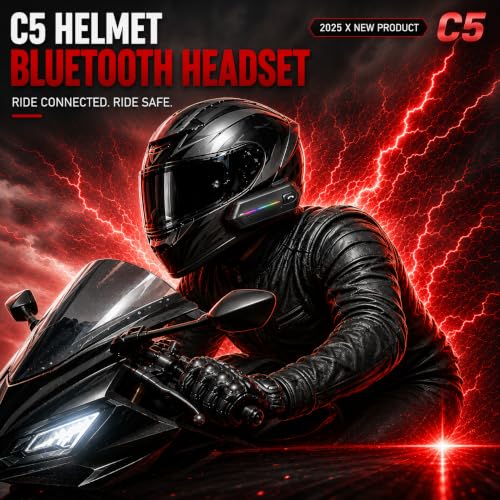 Image of Primate C5S Bluetooth Dual Earphone for Helmet with Wireless V5.4 Connectivity, HD Calling and HiFi Stereo Music, IP67 Waterproof Headset, Noise Reduction Mic, Universal Helmet