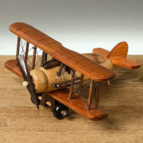 Aviones de madera hechos a mano para adornos de hogar y oficinas creativas 4