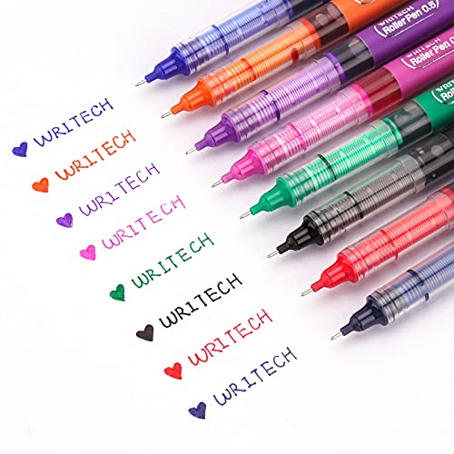 Writech WRITECH-2020954-8-MULTICOLOR Liquid Ink Rollerball Pens Quick Dry Ink 0.5 Mm Extra Fine Point Pens 8 Pcs Rollering Pens Assorted Colors Ink thumb #1