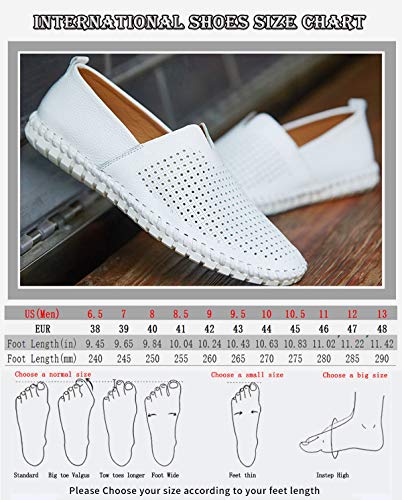Image of Men's Genuine Leather Loafer Shoes Slip On Soft Walking Shoes Perforated Driving Shoes