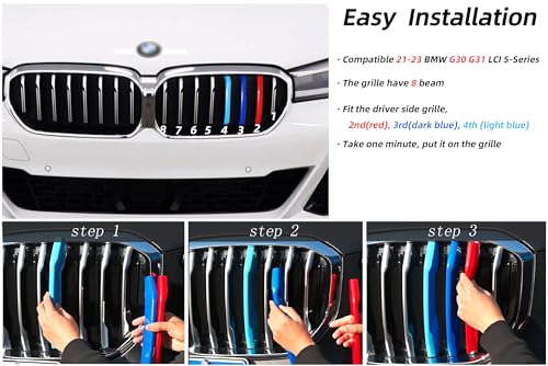Image of Grille color stripes Compatible with bmw accessories 2021-2023 G30 G31 5 Series LCI 520i 530i 540i 550i grille 8-Beam