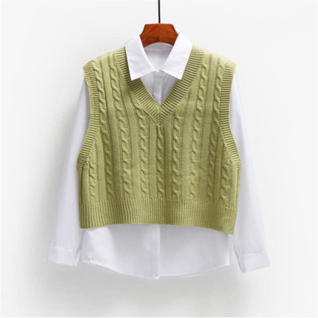 Alloaone Pull court en tricot sans manches pour femme - Col en V