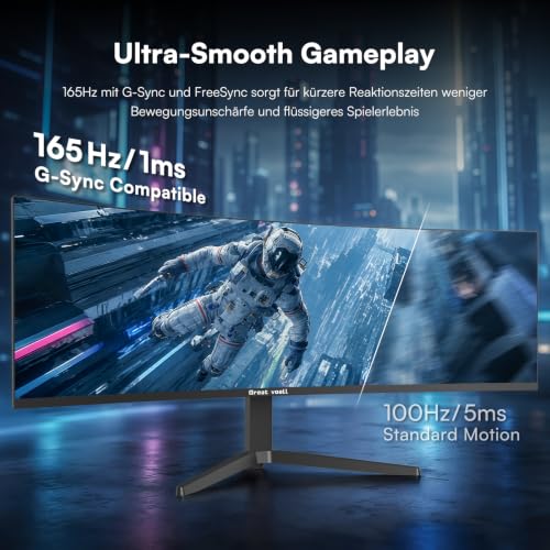 Great voell 49 Zoll Gaming Monitor Curved, DQHD 5120 x 1440, 165Hz – Ansicht 2