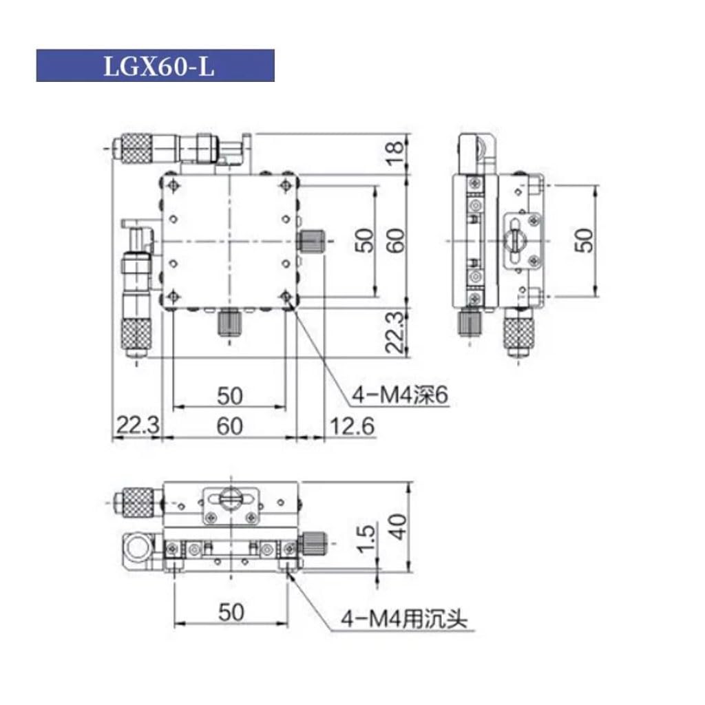 Piattaforma di scorrimento manuale con cuscinetto a sfera a rulli in acciaio, altezza 60 x 60 mm, altezza 1 m, per messa a punto e sostituzione di precisione (modello LGY60 R)