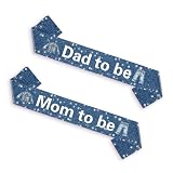 Jollyboom Blue Jean Denim Baby Shower Decorations, Mom to Be Dad to Me Sash a Little Denim Baby Is On The Way Decorations for Welcome Blue Jean Clothes Pregnancy Gift