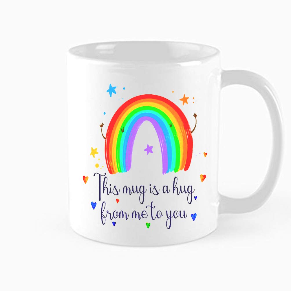 Funny Coffee Mug, This Mug Is A Hug From Me To You,Gift For Best Friend, Sister, Mom,Thinking Of You, Get Well Soon, Encouragement, Nurse Gift, Birthday, 11 oz Novel Cup Love, White
