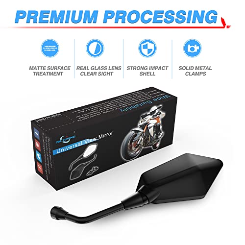 Image of MICTUNING Universal Hawk-eye Motorcycle Convex Rear View Mirror 2 Pack | 10mm Bolt & 7 /8 inch Clamp, 6.1 inch Convex Glass, 360 Adjustable Ball Joint, ABS & Steel Structure