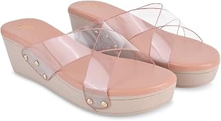 JM LOOKS Style with Double Transparent Strap Wedge Sandals Fashionably Trendy and Comfortable for Women and Girls Price In India