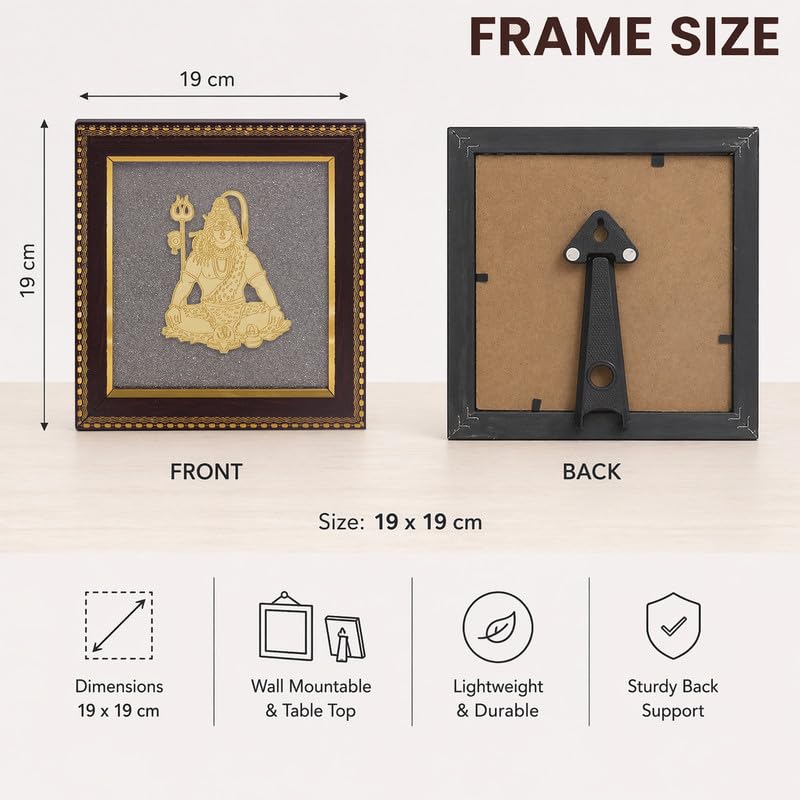 Image of Lord Shiva Wall Frame Gold Finish, Mahadev Spiritual Wall Art for Meditation, Home Temple & Vastu Decor