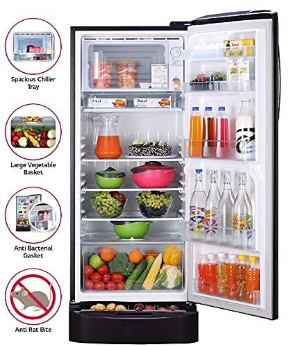 Image of LG 235L 5 Star Inverter Direct-Cool Single Door Refrigerator (GL-D241APGZ, Purple Glow, Base stand with drawer)