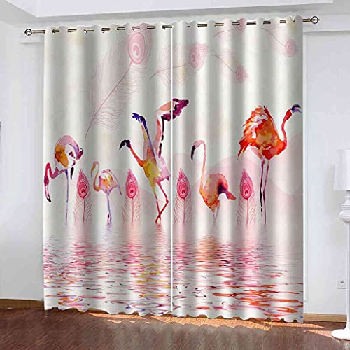STWSXQ Lot de 2 Rideau Chambre Enfant Garcon Fille 3D Impression Flamant Rose Abstrait Motif Rideaux occultants Thermiques isolants à Oeillets Décoration de Fenêtre pour Salon 117x230cm(L x H) Cover