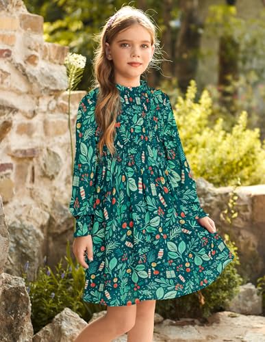 Image of GRACE KARIN Girls Long Sleeve Floral Dress Fall Winter Casual Dresses 6-14Y