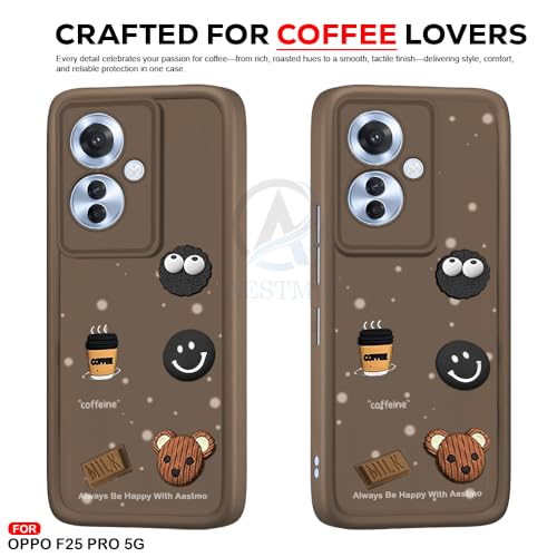 Image of AESTMO Back Case Cover for Oppo F25 Pro 5G Cover | Cute Fun Cartoon 3D Ball | Coffee Silicone Case | Full Body Protection | Camera Protection Back Cover for Oppo F25 Pro 5G (Brown)