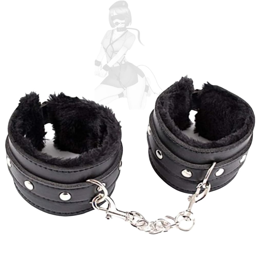 Manette di Peluche in Pelle Regolabili per Accessori per Giochi di Ruolo di Coppia.