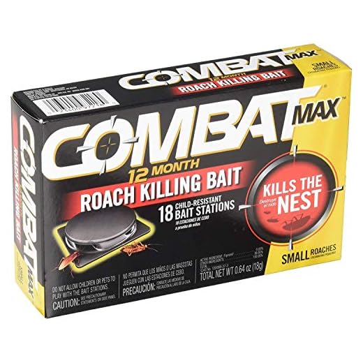 Combat Max 12 Month Roach Killing Bait, Small Roach Bait Station, Child-Resistant, 18 Count - 2 Pack