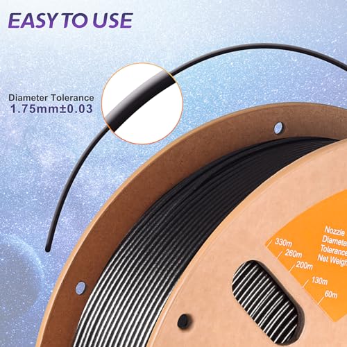 Image of ERYONE Galaxy PLA 3D Printer Filament, Sparkle Glitter PLA, 1.75mm + /-0.03mm, 1kg(2.2LBS) /Spool, Christmas Filament, Galaxy Black