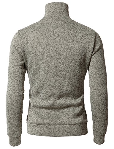 H2H Men's Slim Fit Turtleneck Basic Knit Sweater With Buttons Oatmeal Us M/Asia L (Cmttl091) #TOP1