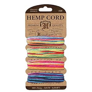 Hemptique Hemp Cord 4 Color Cards #20 – Made with Love – Crafterâs #1 Choice â Eco Friendly â Plant Hanger – Scrapbooking â Gardening â MacramÃ© â Home DÃ©cor (Variegated2 Pack)