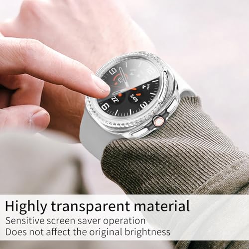 Funda Samsung Galaxy Watch 8 Classic 46mm de PC rígido transparente con cristal templado 5