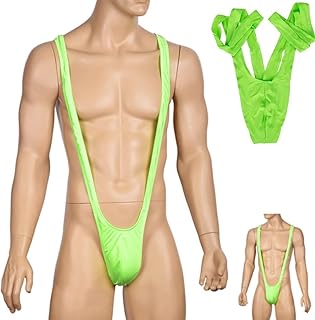 SHATCHI Men's Borot Mankini Man Underwear Swimwear Thong Stag Do Fancy Dress Costume, Green, One Size UK