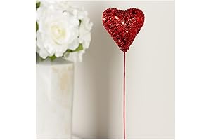 Factory Direct Craft: Red Sparkle Heart Stems for Valentine's Day