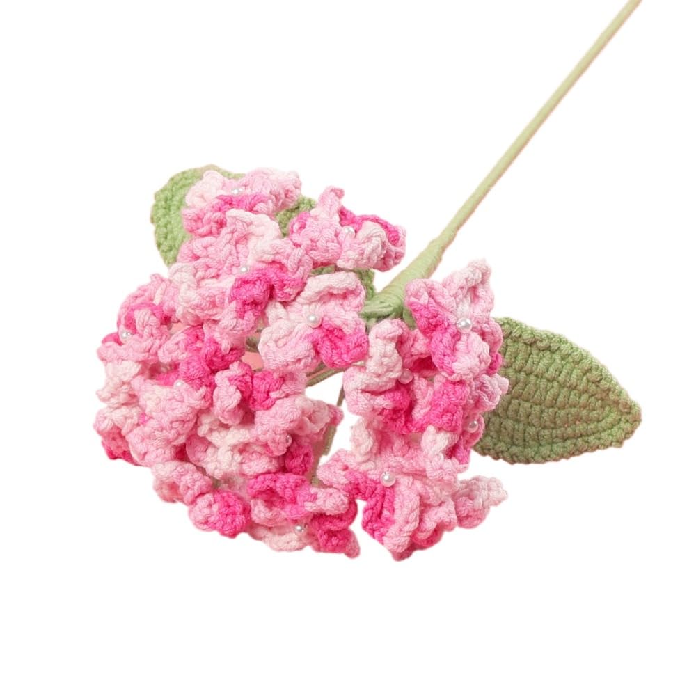 Handmade Crochet Hydrangea Flower Stem for Home Wedding Decor (pink)