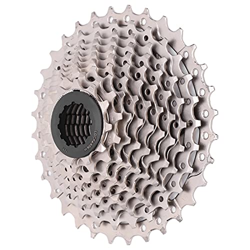 equlup Bike Cassette, 11?32T 10 Speed Freewheel Cassette Sprocket Flywheel Bicycle Replacement Accessory for Mountain Road Bikes, Silver