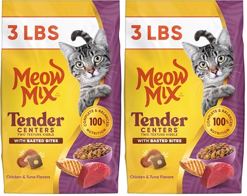 Image of Meow Mix Tender Centers Basted Bites Chicken and Tuna Flavor, 3 Lb (Pack of 2)