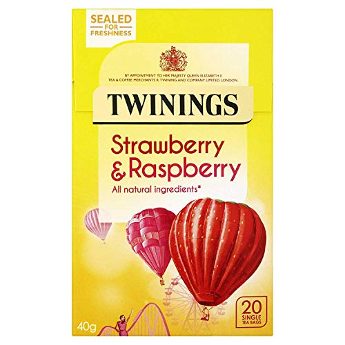 Image of Twinings Strawberry & Raspberry Tea - 20 Tea Bags - Green, 0.04 Kg, Green Tea