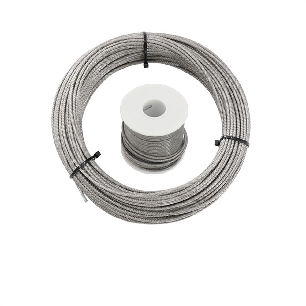 Filo Di Acciaio 50M 0.8/1.5/2/2.5/3/4mm 7x7 Cavo flessibile rivestito in PVC Cavo flessibile in acciaio inossidabile 304 Stendibiancheria in acciaio inossidabile Filo Di Acciaio(2.5mm after coating)