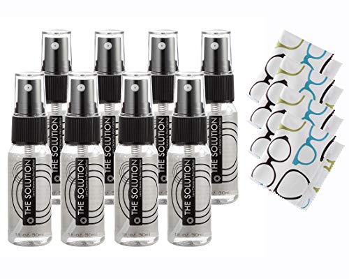 The Solution Lens Cleaner Spray | 8-1Oz Alcohol Free Eyeglass Lens Cleaning Spray & 4 Microfiber Cleaning Cloth For Glasses, Lens, Screens #TOP6