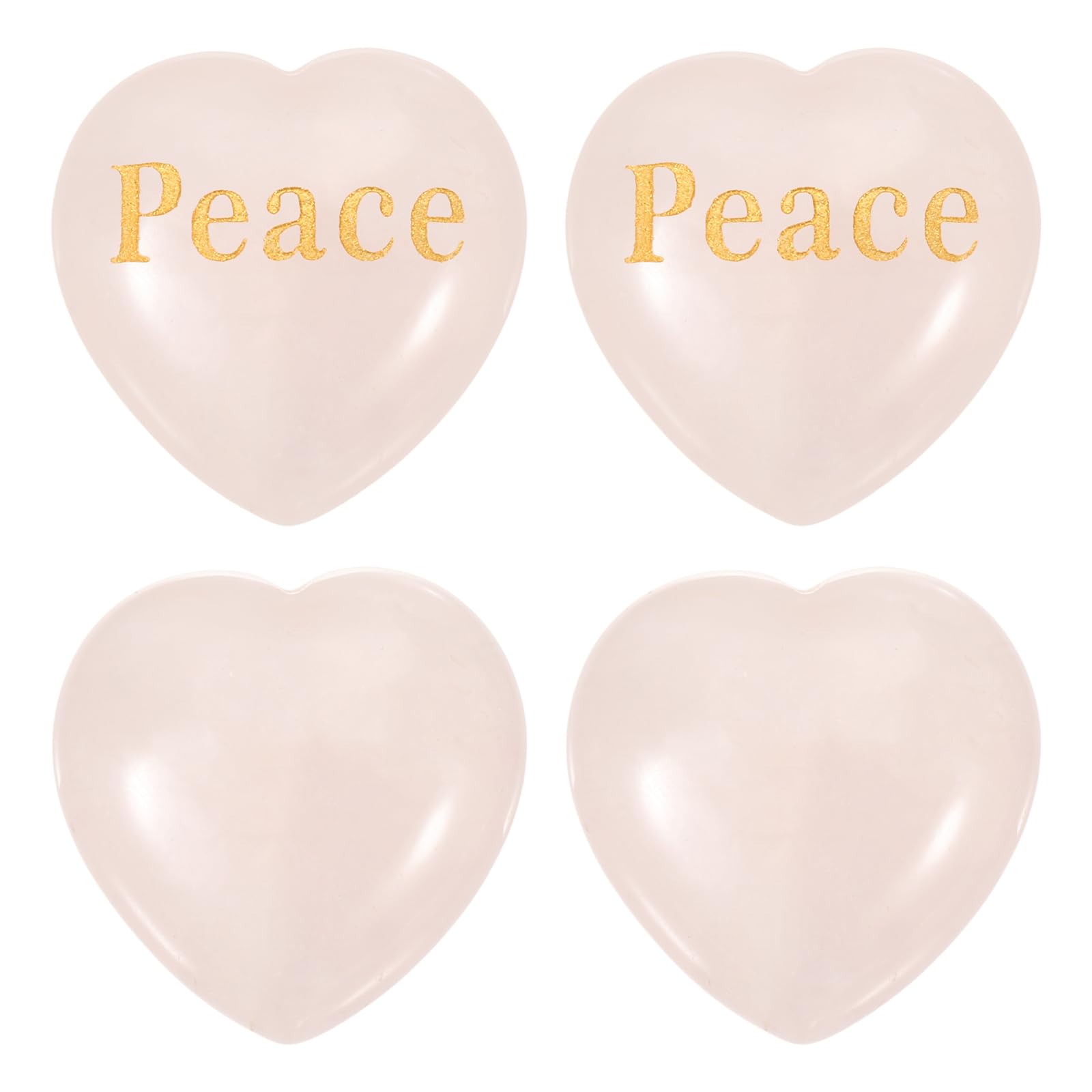 Piedra de la ansiedad de cuarzo rosa PATIKIL pack de 4 cristales con forma de corazón para paz