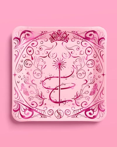 Image of xo, Fetti Pink + Green Witch Paper Plates | 24 pcs | Wizard Party Supplies, Magical Birthday Tableware