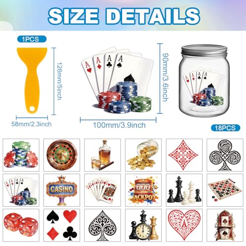 Pegatinas de póquer rub on para decorar jarrones y mesas de juego 3