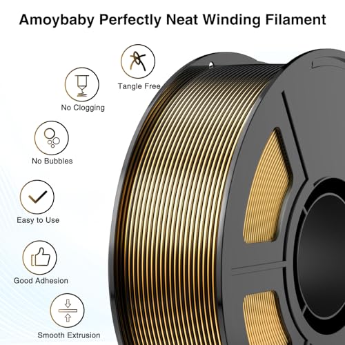 Image of Black Gold Multicolor Silk PLA Filament 1KG - Halloween Dual Color Change High Speed 3D Printer Filament 1.75mm with + /- 0.03mm Accuracy for FDM Printers & 3D Pens
