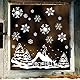 Wandtattoo Loft Fensterbilder Weihnachten mit Haus & Schneeflocken – Wiederverwendbar – 28 x 39 cm Bogen, 18 Sticker – Weihnachstdeko Fenster Kinderzimmer, Weihnachtsbilder Fenster, Fensterbild Winter