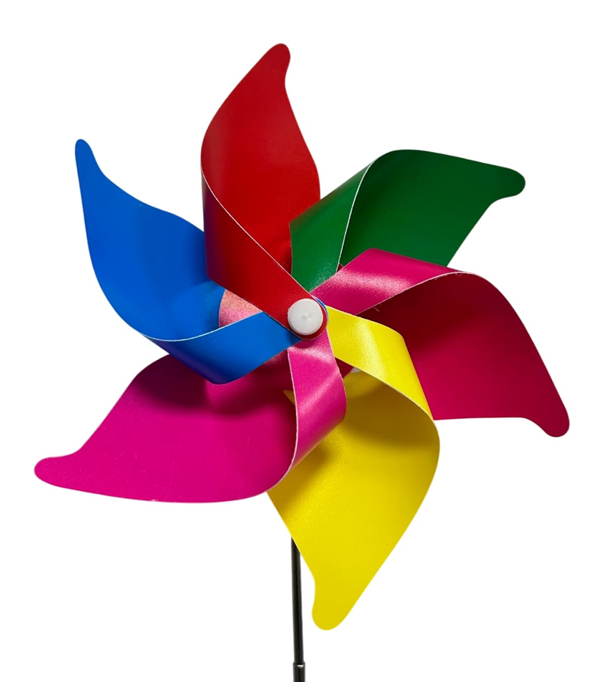 Molinillo de viento generico para jardín, 20 cm de diámetro, extensible hasta 72 cm, metal, colores arcoíris, resistente